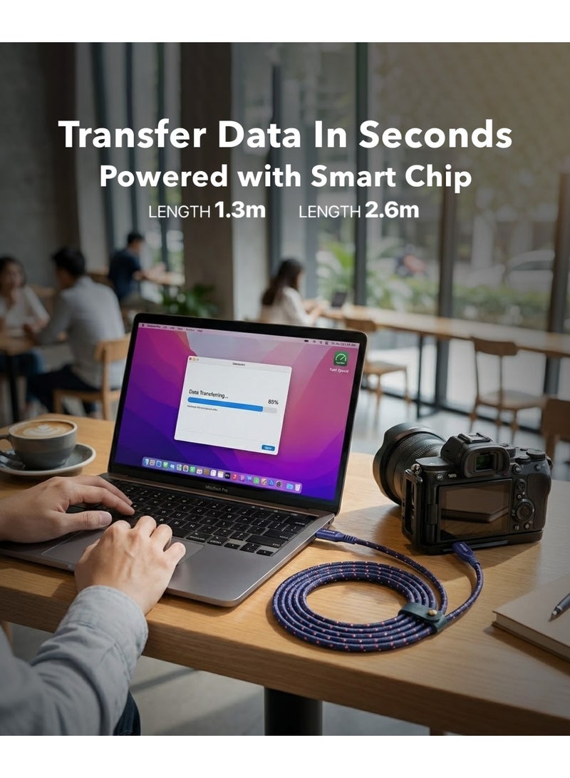 MICRODIA 【MICRODIA】 ExeCable™ Tweed / Oxford / PD100W USB-C to USB-C Charge & Sync Cable L-1.3m - Image 3